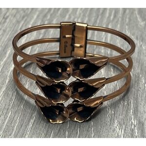 Vintage Renoir Copper Black Enamel Calla Lily Cuff Bracelet Mid Century Modern